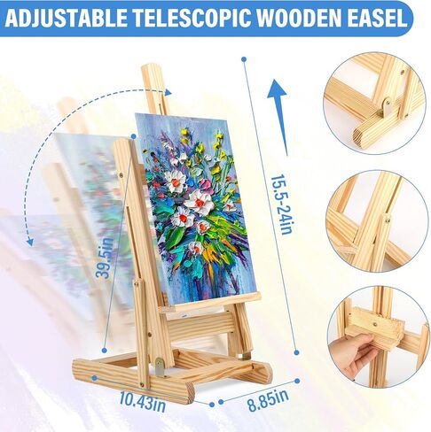 ESRICH 78PCS Acrylic Paint Canvas Set, Watercolor Paint Set, Acrylic Paint Set,Oil Paint Set with Wood Easel,Brushes, Canvases,Panel, Art Painting Supplies Kit for Kids,Students, Artists and Beginner in Kuwait