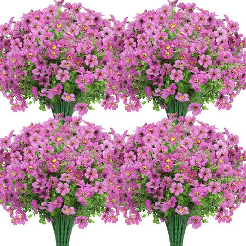 24 Bundles Artificial Flowers for Outdoors Decorations, Fake Flowers Faux Plants Fake Silk Colorful Flowers Realistic UV Resistant for Garden Patio Porch Window Box Home Indoor Outdoor Decor in Kuwait