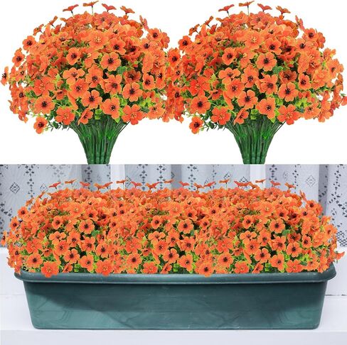 24 Bundles Artificial Flowers for Outdoors Decorations, Fake Flowers Faux Plants Fake Silk Colorful Flowers Realistic UV Resistant for Garden Patio Porch Window Box Home Indoor Outdoor Decor in Kuwait