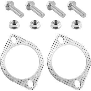 2pcs 2.5 "عادم حشية OEM#120-06310-0002 ، مجموعة طوقا شفة العادم المقاومة للحرارة مع براغي العادم 4pcs وجوز 4pcs ، إكسسوارات سيارة محول الحفاز لمعظم المركبات (2.5 بوصة)