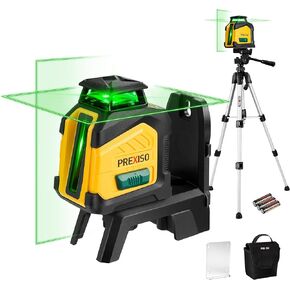 PREXISO 360° Laser Level Self Leveling, 100Ft Dual Power Cross Line Laser - Wide Angle Vertical Line for Construction, Floor Tile, Renovation with Magnetic Base, Wall Panel Stand, Carry Bag in Kuwait