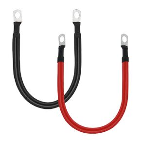 2 AWG 2 Gauge Red + Black Pure Copper Battery Cables Wire Power Power Stertive for Solar و RV و Car و Boat و Automotive 12in 3/8 in Lugs (2pcs)