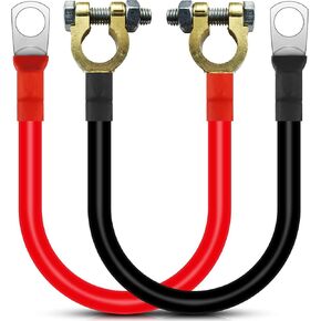 كابل عاكس بطارية 30 سم مع محطات ، 12V-24V ، 25 مم ، 3AWG (الحد الأقصى 125A) ، بطارية تلقائية تؤدي إلى اللون الأحمر والأسود للشاحنة ، دراجة نارية ، الطاقة الشمسية ، RV ، البحرية