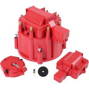 HEI Distributor Cap and Rotor Replacement For K549 SBC 283 305 307 327 350 400 BBC 454 396 427 Red Male Large Distributor Cap Rotor Kit