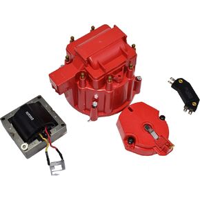 A-Team Performance - HEI Distributor 8-Cylinder Tune-Up - Kit Male Cap 65k Volt Ignition Coil (Red)