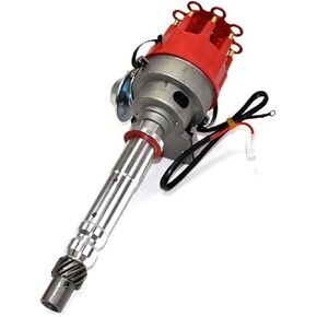 A-Team Performance R2R Complete Distributor - Ready 2 Run for Chevy SBC BBC 283-454 Series - Automotive Replacement Ignition Parts Two-Wire Installation with Red Cap