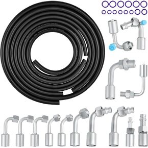 Muhize Automotive A/C Hose & Fitting Kit ، خراطيم تكييف الهواء A/C Universal A/C ، تشمل خراطيم AC#6#10 و#6#8#10 AC