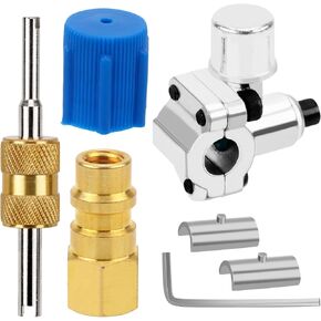 7pcs A/C Retrofit Valve Kit, R12 to R134A Low Side Conversion Adapter BPV31 Bullet Piercing Valve Set for HVAC Refrigerant System R12 R22 R502 R134A