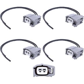 HiSport Fuel Injector Connectors Socket Plugs with Pigtail Harness Wires EV1, EV6, EV14, Compatible with DENSO,Compatible with Toyota 4 PCS