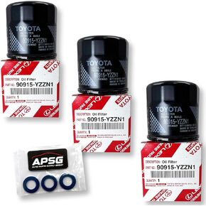 فلتر الزيت الأصلي 90915-yzzn1 / 90915-yzzf2 مع غسالات قابس استنزاف APSG | 3 حزمة | متوافق مع تويوتا/لكزس/سليل