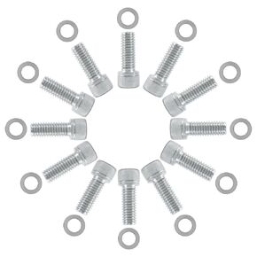Exhaust Header Bolts and Washers Kit 1" 3/8-16 Compatible with Ford Small & Big Block V8 Engines 260 289 302 351W 351C 352 390 428 429 460 FE 5.0L Mustang Header Stud Kit Bolts Valve Cover