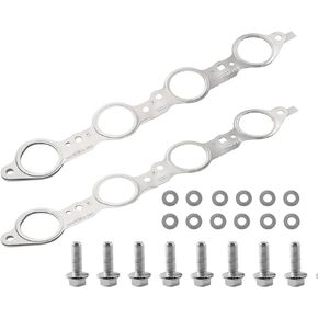 2 PCS MLS Exhaust Header Manifold Gasket with Bolts Compatible with Cadillac Chevrolet GMC Pontiac for LS Engines 4.8L 5.3L 5.7L Replaces 12617944 12600530