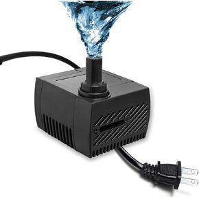 400GPH 25W مضخة مياه غاطسة هادئة ، 1000 لتر/ساعة مع ارتفاع 6.5 قدم لأحواض السمك ، خزانات الأسماك ، الأحواض ، الزراعة المائية ، والتماثيل - الأسود