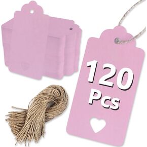 PH Perkhomy 2 "× 4" علامات هدايا مع قلب الذهب الوردي ، 120 PCS Kraft Paper Tags مع سلسلة لعيد الأم ، عيد الحب ، زفاف ، حرفة ، أبيض