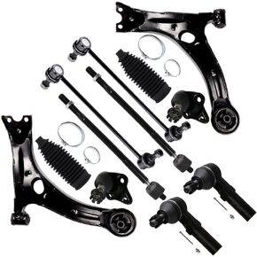 مجموعة التعليق 12-PC SET FIT 2009-2013 لـ TOYOTA COROLLA الأمامي السفلي للتحكم في كرة الذراع المفصل الداخلي