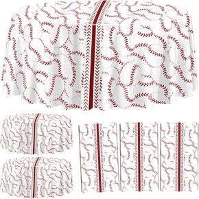 4 PCS Baseball Tableroths ، مستطيل البيسبول نمط طاولة قطعة قماش يمكن التخلص منها الأغطية الأغطية للأولاد لتوازم حفلات عيد ميلاد الأولاد ، 51 × 86 بوصة