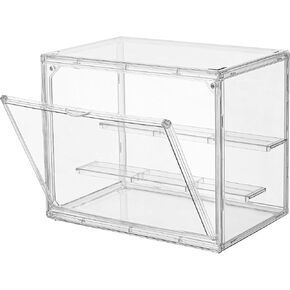 Clear Clear Acrylic Display ، 2 Pack 3 Tier Display Box Stand مع لوحين متحركين ، عرض مغناطيسي للعرض الصغير لأرقام الحركة المصغرة (صغيرة