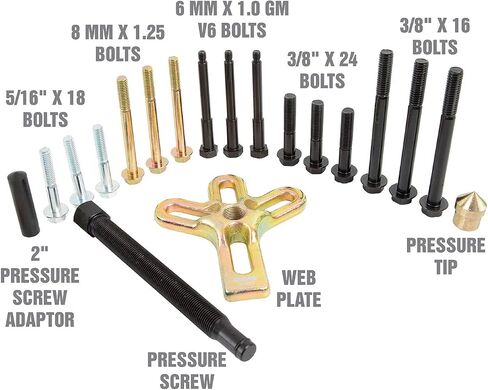 مجموعة أدوات سحب الموازن التوافقي OEMTOOLS 27187، نير سحب التوازن التوافقي الفولاذي المعالج بالحرارة، يعمل كساحب تروس، وساحب عجلة القيادة، وساحب بكرة العمود المرفقي in Kuwait