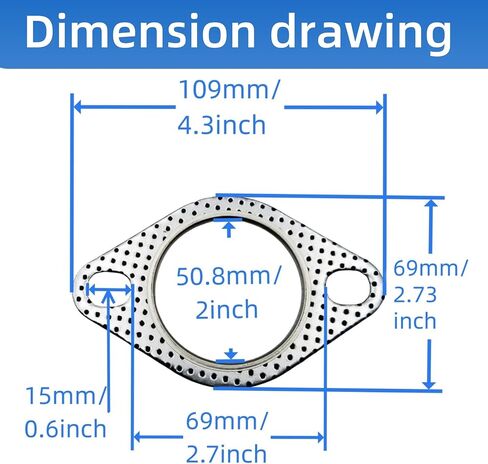 2-Pack High-Temperature Exhaust Flange Gaskets Durable Flat Muffler Donut Seal Rings, Fireproof 2-Bolt Automotive Replacement Parts (2.5inches) in Saudi Arabia