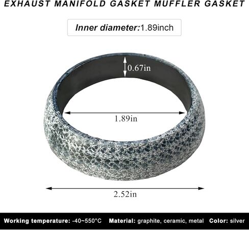 ID 45mm Car Exhaust Gasket, High Grade Graphite Exhaust Flange Gasket Muffler Ring, Universal Leakproof Manifold Downpipe Exhausts Donut Gaskets Replacement for SUV Truck RV (65mm,2pcs) in Saudi Arabia