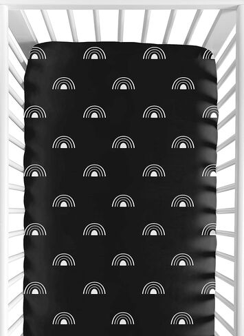 ملاءة سرير أطفال من Sweet Jojo Designs باللون الأبيض والمريمية بوهو قوس قزح للأولاد أو البنات - سرير أطفال أو طفل صغير - سماء سماوية بوهيمية خضراء في الهواء الطلق طبيعة محايدة بين الجنسين in Kuwait