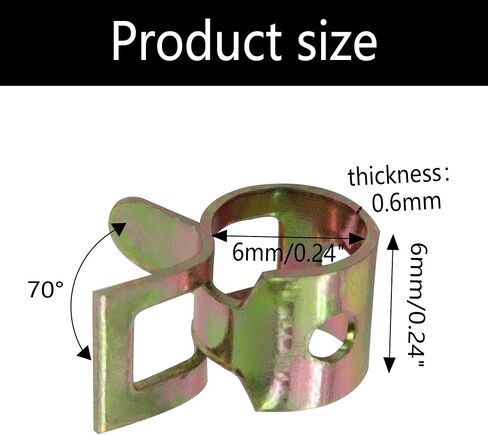 20Pcs 1/4Inch Spring Band Type Fuel Hose Clamps, 6mm Silicone Vacuum Hose Pipe Clamp Fasteners, Water Pipe Air Tube Clamps, Fit 6.5-7.1mm OD Hose in Kuwait