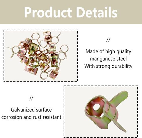 20Pcs 1/4Inch Spring Band Type Fuel Hose Clamps, 6mm Silicone Vacuum Hose Pipe Clamp Fasteners, Water Pipe Air Tube Clamps, Fit 6.5-7.1mm OD Hose in Kuwait