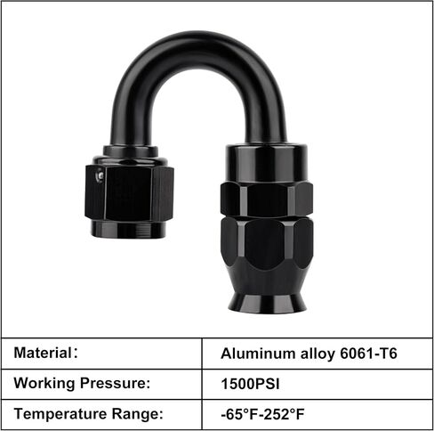 EVIL ENERGY 6AN PTFE Hose End Fitting 180 Degree Black for PTFE Hose Only in Saudi Arabia