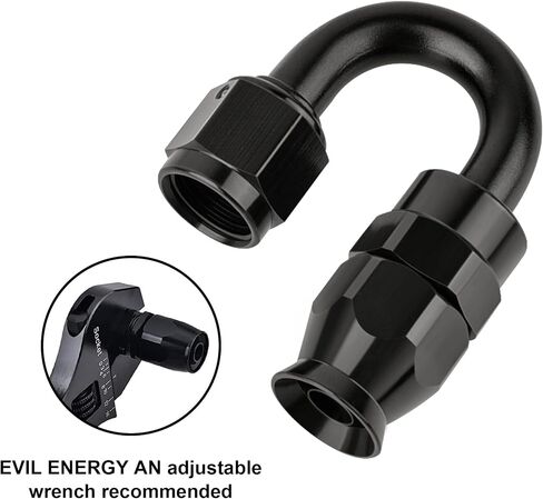 EVIL ENERGY 6AN PTFE Hose End Fitting 180 Degree Black for PTFE Hose Only in Saudi Arabia