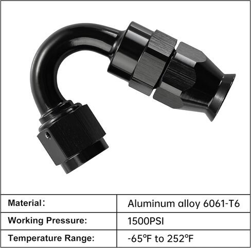 EVIL ENERGY 6AN PTFE Hose End Fitting 180 Degree Black for PTFE Hose Only in Saudi Arabia