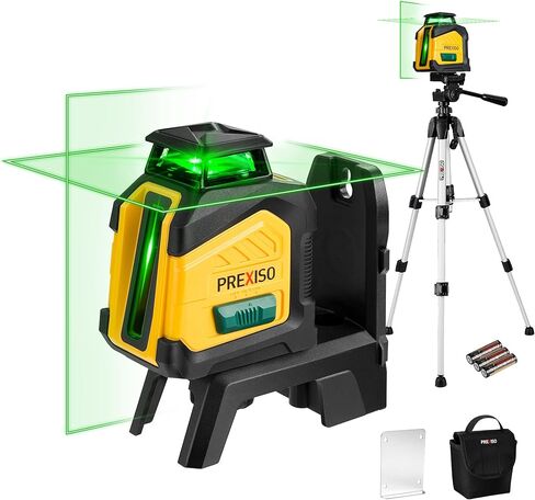 PREXISO 360° Laser Level Self Leveling, 100Ft Dual Power Cross Line Laser - Wide Angle Vertical Line for Construction, Floor Tile, Renovation with Magnetic Base, Wall Panel Stand, Carry Bag in Kuwait