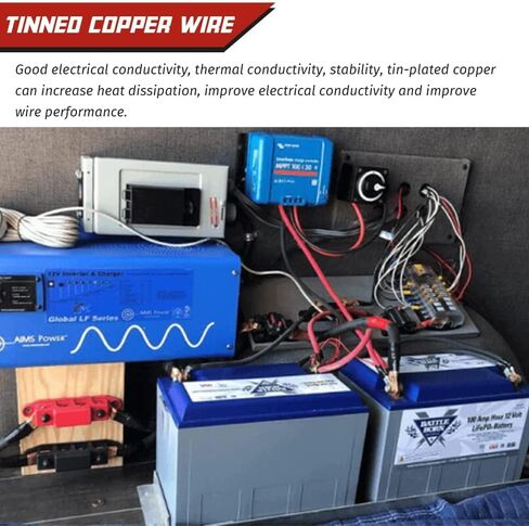 كابل عاكس بطارية 30 سم مع محطات ، 12V-24V ، 25 مم ، 3AWG (الحد الأقصى 125A) ، بطارية تلقائية تؤدي إلى اللون الأحمر والأسود للشاحنة ، دراجة نارية ، الطاقة الشمسية ، RV ، البحرية in Kuwait