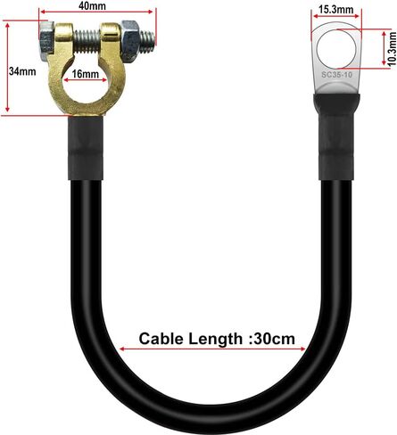 كابل عاكس بطارية 30 سم مع محطات ، 12V-24V ، 25 مم ، 3AWG (الحد الأقصى 125A) ، بطارية تلقائية تؤدي إلى اللون الأحمر والأسود للشاحنة ، دراجة نارية ، الطاقة الشمسية ، RV ، البحرية in Kuwait