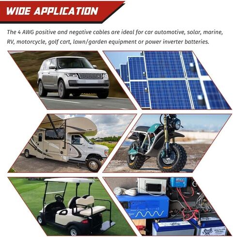 كابل عاكس بطارية 30 سم مع محطات ، 12V-24V ، 25 مم ، 3AWG (الحد الأقصى 125A) ، بطارية تلقائية تؤدي إلى اللون الأحمر والأسود للشاحنة ، دراجة نارية ، الطاقة الشمسية ، RV ، البحرية in Kuwait