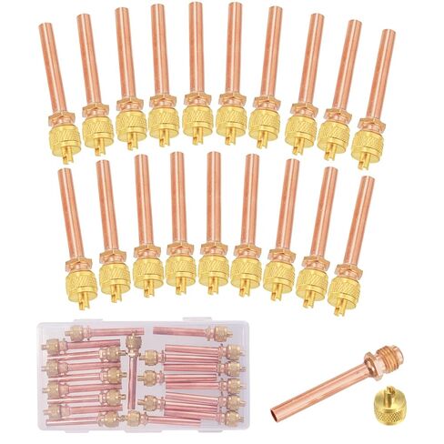 10PCS 1/4" HAVC AC Schrader Access Service Valve 1/4'' SAE x 1/4'' OD x 2.5'' Stem Core AC Refrigeration Kit for Vacuum System Refrigerator Charging (with Plastic Box) in Kuwait