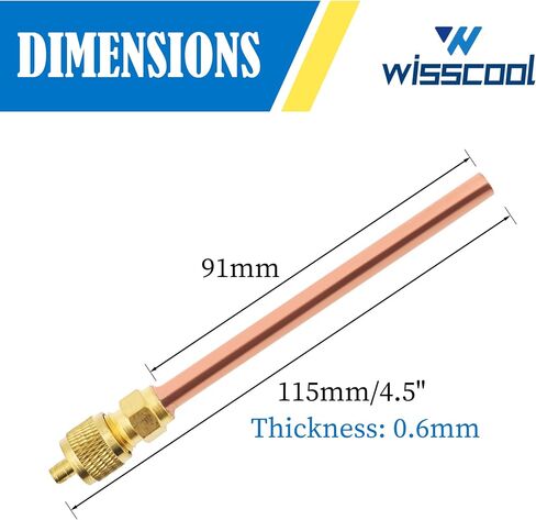 10PCS 1/4" HAVC AC Schrader Access Service Valve 1/4'' SAE x 1/4'' OD x 2.5'' Stem Core AC Refrigeration Kit for Vacuum System Refrigerator Charging (with Plastic Box) in Kuwait