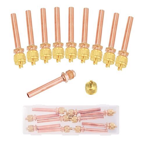 10PCS 1/4" HAVC AC Schrader Access Service Valve 1/4'' SAE x 1/4'' OD x 2.5'' Stem Core AC Refrigeration Kit for Vacuum System Refrigerator Charging (with Plastic Box) in Kuwait