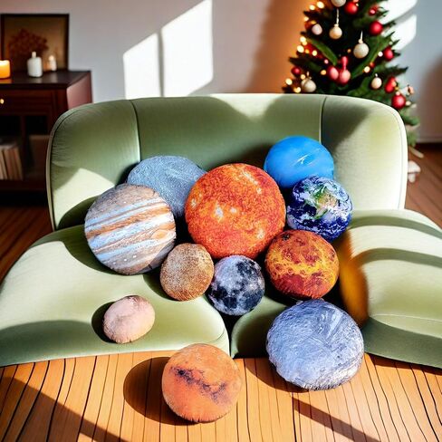 11 Piece Planet Space Pillows Case for Lovers Room Home Planetarium Round Pillow Covers Space Decor Outer Space Room Decor Cushion Cover Moon Throw Pillowcovers for Kids in Kuwait