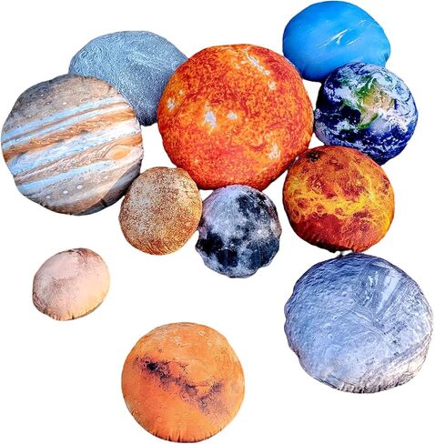 11 Piece Planet Space Pillows Case for Lovers Room Home Planetarium Round Pillow Covers Space Decor Outer Space Room Decor Cushion Cover Moon Throw Pillowcovers for Kids in Kuwait