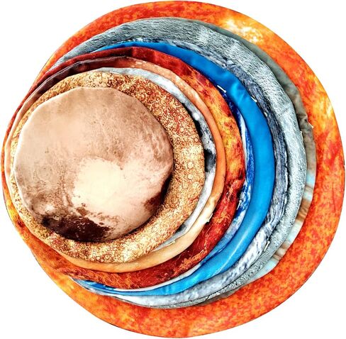 11 Piece Planet Space Pillows Case for Lovers Room Home Planetarium Round Pillow Covers Space Decor Outer Space Room Decor Cushion Cover Moon Throw Pillowcovers for Kids in Kuwait
