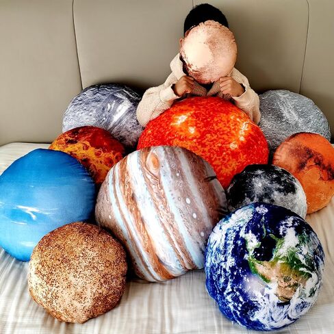 11 Piece Planet Space Pillows Case for Lovers Room Home Planetarium Round Pillow Covers Space Decor Outer Space Room Decor Cushion Cover Moon Throw Pillowcovers for Kids in Kuwait