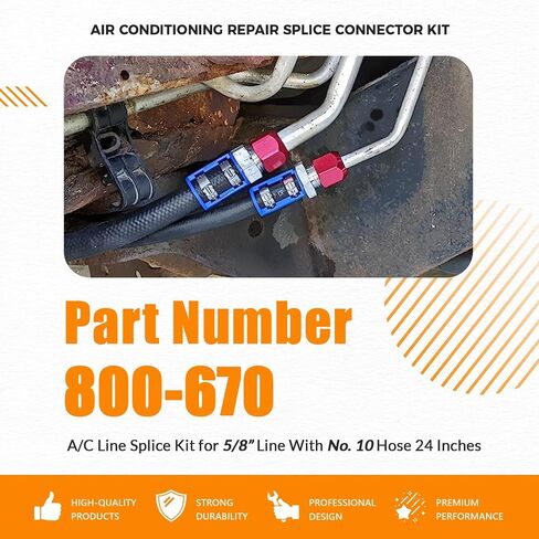 800-670 A/C Line Splice Kit for 5/8" Line With No.10 Hose 24 Inches, Air Conditioning Repair Splice Connector Kit, Universal Fit for 5/8" Line to Hose Repair in Saudi Arabia