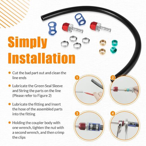 800-670 A/C Line Splice Kit for 5/8" Line With No.10 Hose 24 Inches, Air Conditioning Repair Splice Connector Kit, Universal Fit for 5/8" Line to Hose Repair in Saudi Arabia