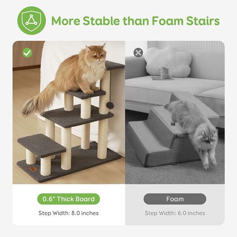 Pawque Dog Stairs & Cat Scratching Post Pet Steps for High Beds Couch, High-Strength Boards Holds up to 150 lbs for Indoor Small Cats Kittens Dogs Climbing Playing, 3 Combination Options, 3 Steps-Grey in Kuwait