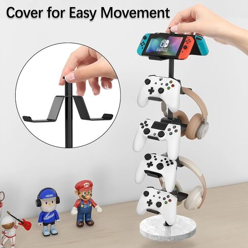 Controller Holder with Marble Base, 4 Tiers Controller Stand with Cable Organizer Desk Universal Organizer for All Switch Pro Crontroller Gaming Accessories, Black in Saudi Arabia