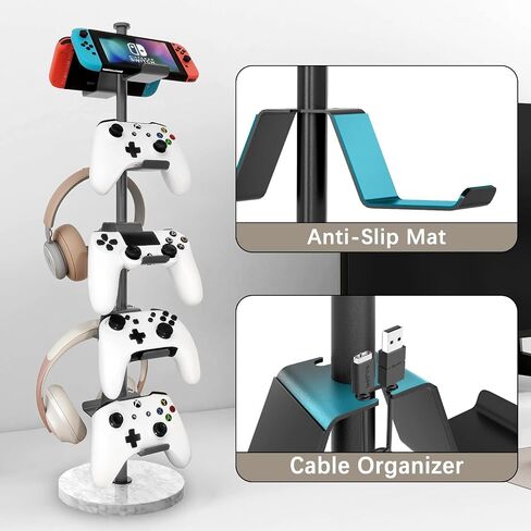 Controller Holder with Marble Base, 4 Tiers Controller Stand with Cable Organizer Desk Universal Organizer for All Switch Pro Crontroller Gaming Accessories, Black in Saudi Arabia