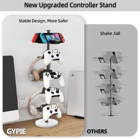 Controller Holder with Marble Base, 4 Tiers Controller Stand with Cable Organizer Desk Universal Organizer for All Switch Pro Crontroller Gaming Accessories, Black in Saudi Arabia