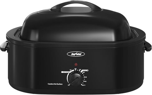 Sunvivi 24-Quart Electric Roaster Oven with Visible Self-Basting Lid,Turkey Roaster Oven with Removable Pan and Rack,Stainless Steel,Silver in Kuwait