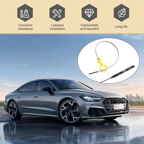 1 PC Car Engine Oil Dipstick, Total Length 60.8 cm Ruler Length 51.4 cm Width 3.8 cm Height 2 cm Oil Level Detection Steel Ruler, OEM #06J115611F/06H-115-611E, for Passat Tiguan Audi (Yellow) in Saudi Arabia