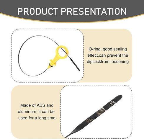 1 PC Car Engine Oil Dipstick, Total Length 60.8 cm Ruler Length 51.4 cm Width 3.8 cm Height 2 cm Oil Level Detection Steel Ruler, OEM #06J115611F/06H-115-611E, for Passat Tiguan Audi (Yellow) in Saudi Arabia